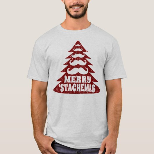 T-shirt drôle de Noël d'arbre de Noël de moustache (Devant)