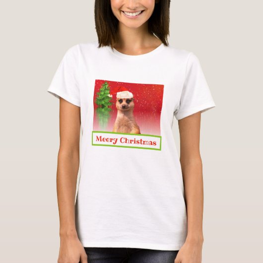 T-shirt drôle de Noël de Noël de Meerkat Meery (Devant)