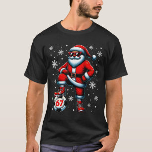 T-shirt Drôle de Noël Football Cool Santa Claus 6 7 Meme T