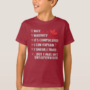 T-shirt Drôle de Noël Liste Nice méchant Drôle de Noël enf