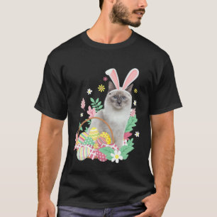 T-shirt Drôle de Pâques joyeux mignon chat lapin oeufs pan