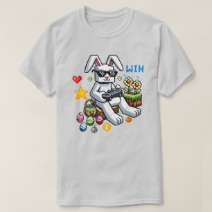 T-shirt Drôle de Pâques pour les joueurs - Lapin jouant au