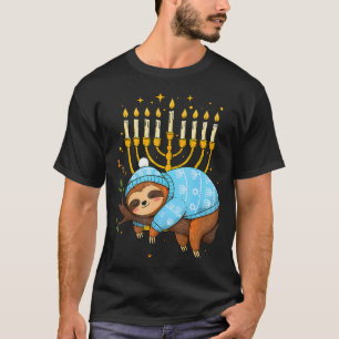 T-shirt Drôle de paresseux Hanouka juif Chanouka dormant H