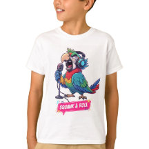 T-shirt drôle de perroquet chantant en karaoke