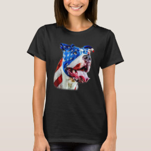 T-shirt Drôle de Pit Bull Terrier Américain Drapeau USA Pa