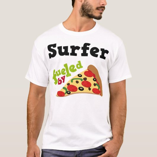 T-shirt (drôle) de pizza de surfer (Devant)