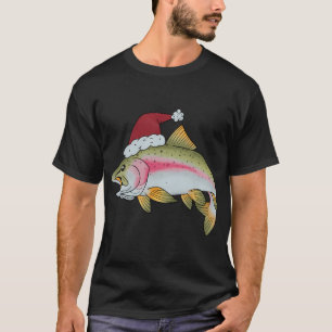 T-shirt Drôle de poisson Noël pêche Xmas pêcheur