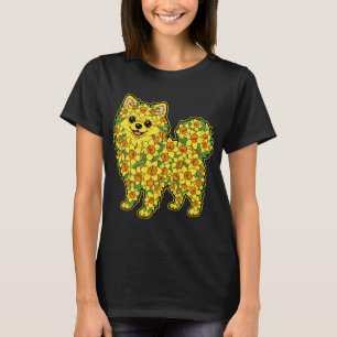 T-shirt Drôle de Pomeranian Fleur Mignonne Chien Jonquille