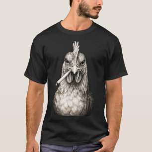 T-shirt Drôle de poulet qui fume une cigarette Mème de la