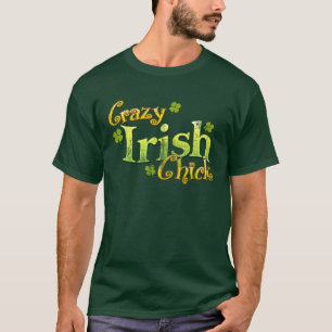 T-shirt drôle de poussin irlandais fou rétro