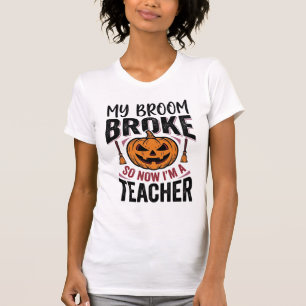 T-shirt Drôle de professeur d'Halloween Balai Cassa Concep