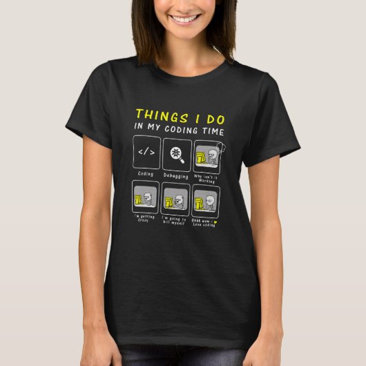 T-shirt Drôle de programmeur, Amoureux du code, Choses que (Devant)