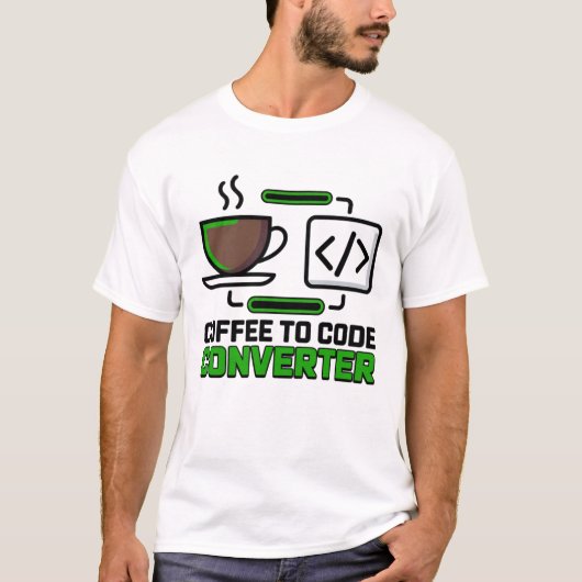 T-shirt drôle de programmeur convertisseur de café (Devant)