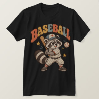 T-shirt drôle de Raton Laveur de Baseball – Vieux