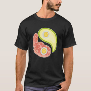 T-shirt Drôle de régime Keto Viande Œufs Avocat Ying Yang