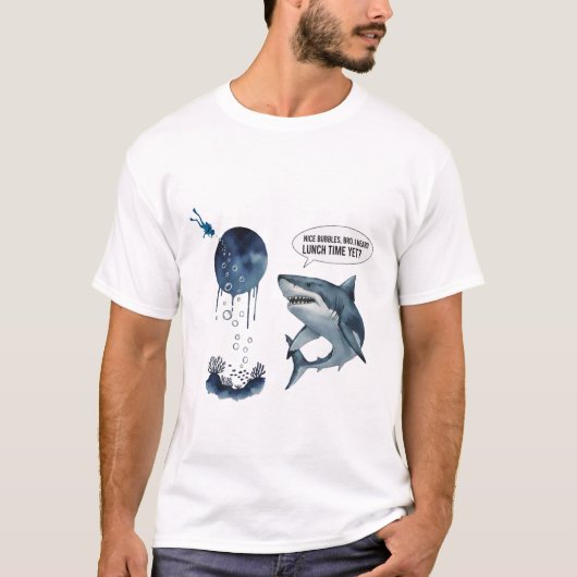 T-shirt drôle de requin plongeur heure du déjeuner (Devant)