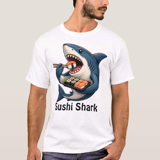 T-shirt drôle de requin sushi (Devant)