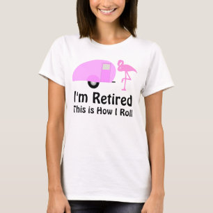 T-shirt Drôle de retraite Flamant rose rétro Caravane