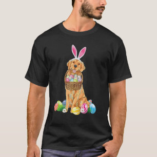 T-shirt Drôle de retriever doré jour de Pâques lapin oeufs