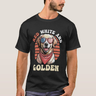 T-shirt Drôle de Retriever doré Rouge Blanc Patriotique US