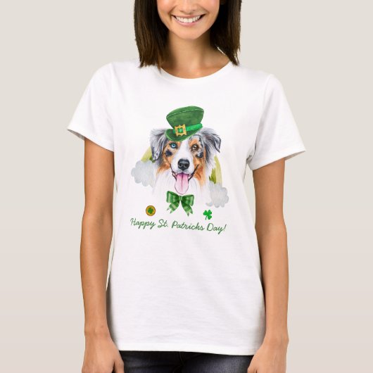 T-shirt Drôle de Saint-Patrick Australien Berger Doré (Devant)