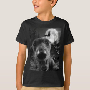 T-shirt Drôle de selfie de teckel pleine lune sorcière vol