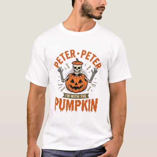 T-shirt drôle de squelette d'Halloween Peter Peter (Devant)