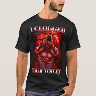 T-shirt Drôle de toilette bouchée alpha loup mème brainrot