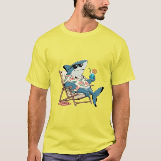T-Shirt Drôle de Vacances Requin (Devant)
