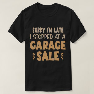 T-shirt drôle de vente de garage, noir et brun