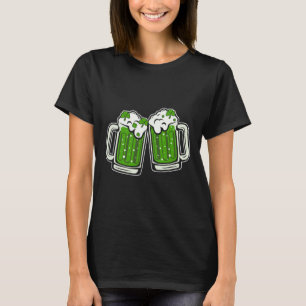 T-shirt Drôle de verre de boisson verte shamrock irlandais