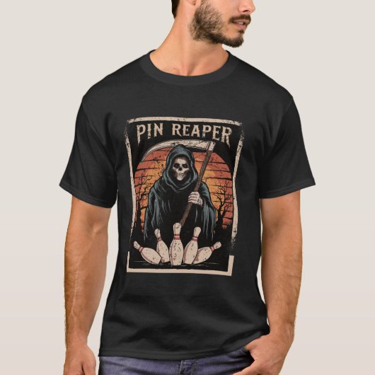 T-shirt Drôle Death Bowling Grim Reaper Bowler Dons Hommes (Devant)