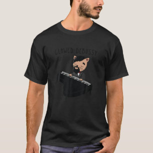 T-shirt Drôle Debussy Cadeau Cute Chat Jouer Piano Classic
