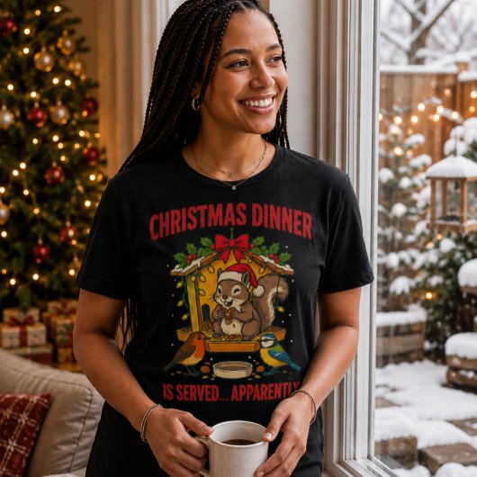 T-shirt drôle d'écureuil de dîner de Noël