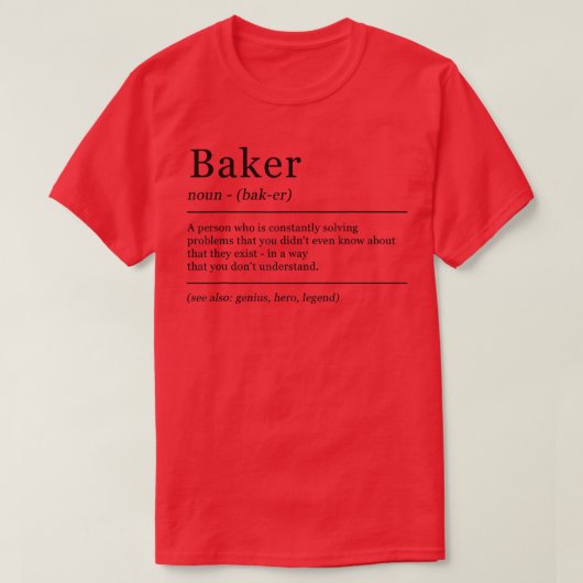 T-shirt Drôle Définition Baker Baking Job (Design devant)