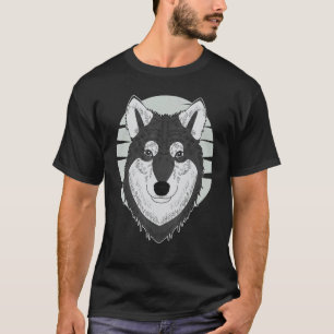 T-shirt Drôle d'empreinte de chien Husky artwork visage av