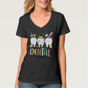 T-shirt Drôle Dental Squad Leopard Bunny Dentist Happy Eas