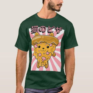 T-shirt Drôle design rétro années 90 de pizza chat kawaii 
