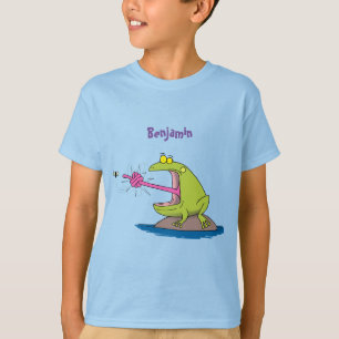 T-shirt Drôle dessin animé de grenouille et mouche