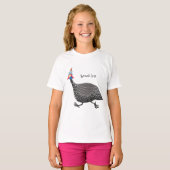 T-shirt Drôle dessin animé d'oiseau de Guineafowl (Devant entier)