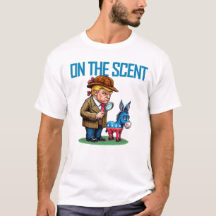 T-shirt Drôle dessin de détective politique sur le parfum