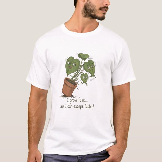 T-shirt drôle d'évasion de plante (Devant)