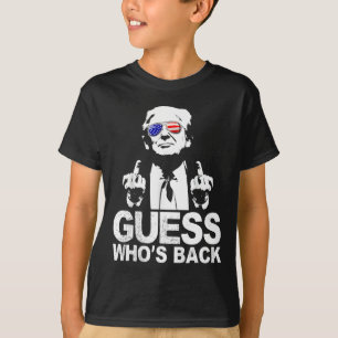 T-shirt Drôle Devinez qui est derrière le président Donald