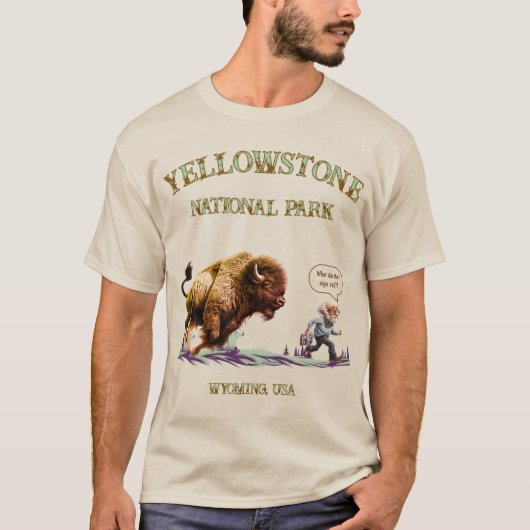 T-shirt drôle d'homme courant Bison Buffle d'Améri (Devant)