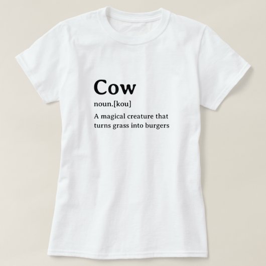T-shirt Drôle Dictionnaire définition vache (Design devant)