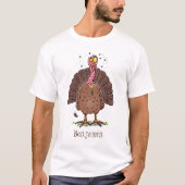T-shirt Drôle dinde marron de la ferme avec des mouches de (Devant)