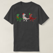 T-shirt Drôle Dinosaur Xmas Lumières Arbre Rouge Plaid T R (Design devant)