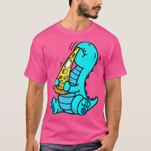 T-shirt Drôle Dinosaure Manger Pizza Restauration Rapide T