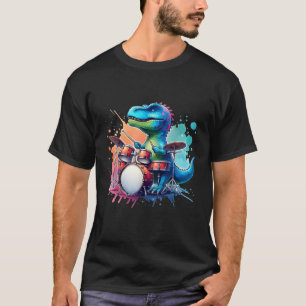 T-shirt Drôle Dinosaure Musicien T Rex Drummer Hommes Garç