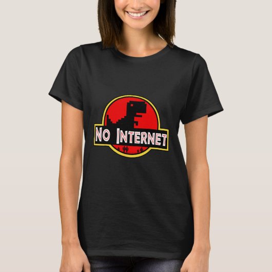 T-shirt Drôle Dinosaure Nerd Pas d'Internet Informatique (Devant)
